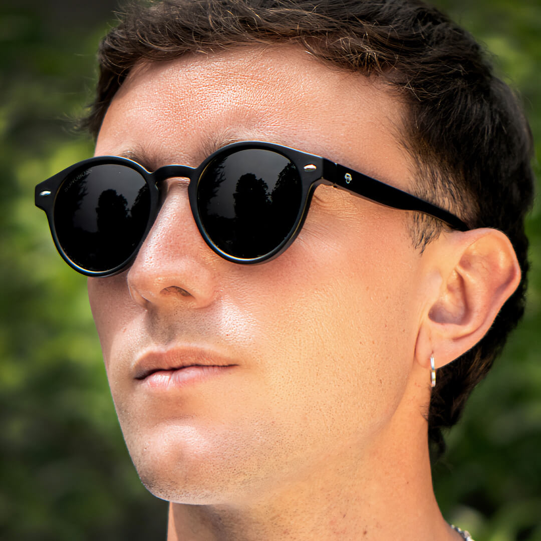 anteojos de sol polarizados redondos para mujer y hombre color negro #color_negro