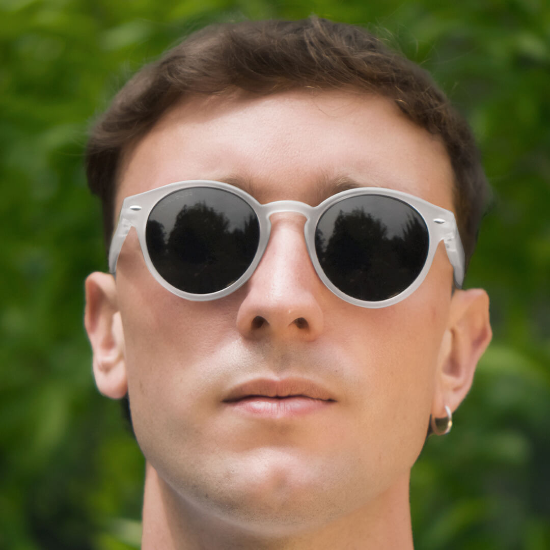 anteojos de sol polarizados plastico reciclado redondos para mujer y hombre color transparente cristal negro #color_transparente