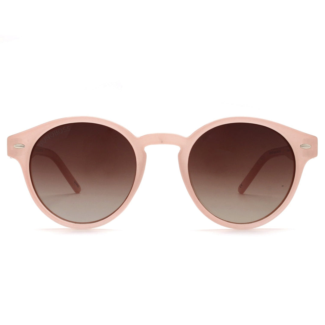 Sunglasses polarized recycled plastic round for women and men pink cristal Bonoboss #color_rosado