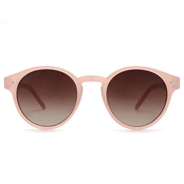Sunglasses polarized recycled plastic round for women and men pink cristal Bonoboss #color_rosado