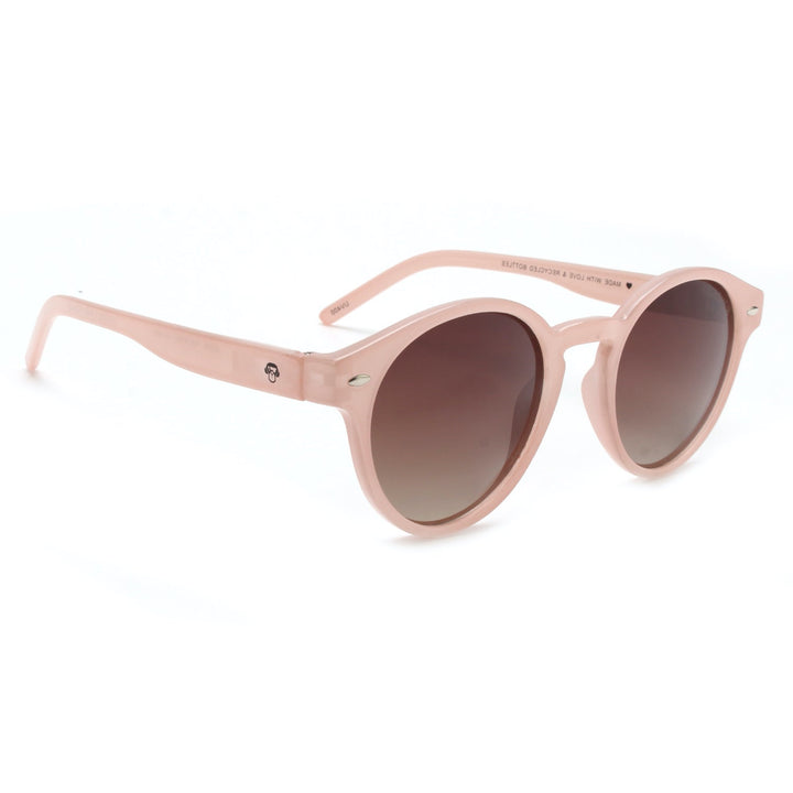 Sunglasses polarized recycled plastic round for women and men pink cristal pink Bonoboss #color_rosado