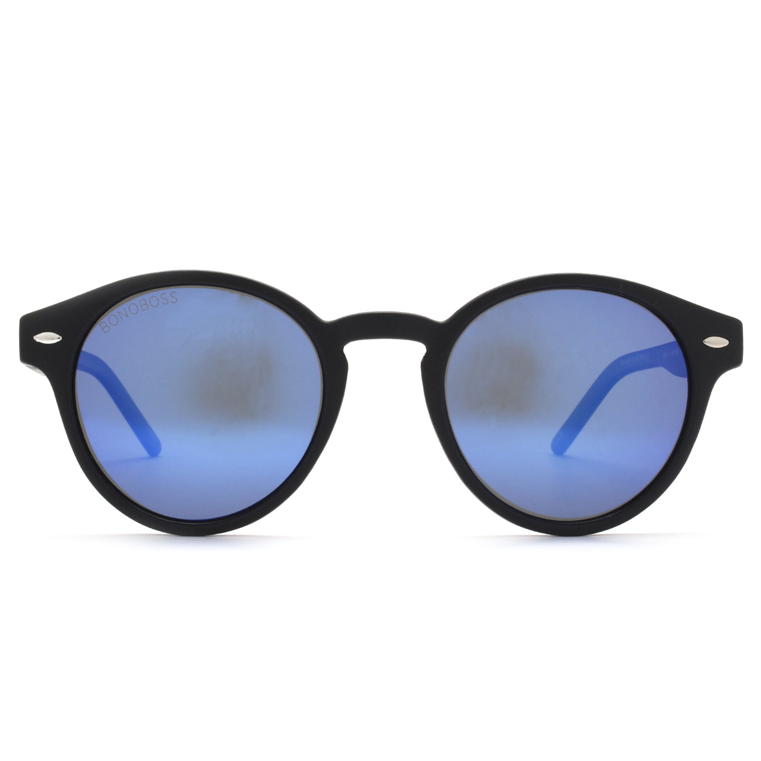 anteojos de sol polarizados plastico reciclado redondos para mujer y hombre color negro critsal azul #color_espejado-azul