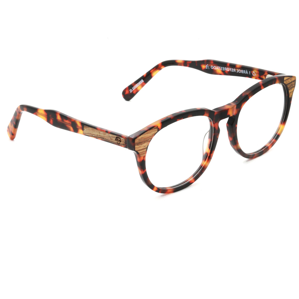 Optical frames frames sustainables round acetate with natural wood chiloe 0084 tortoise mayorista optica corporate gifts ecologicos men cara ovalada Bonoboss #color_carey
