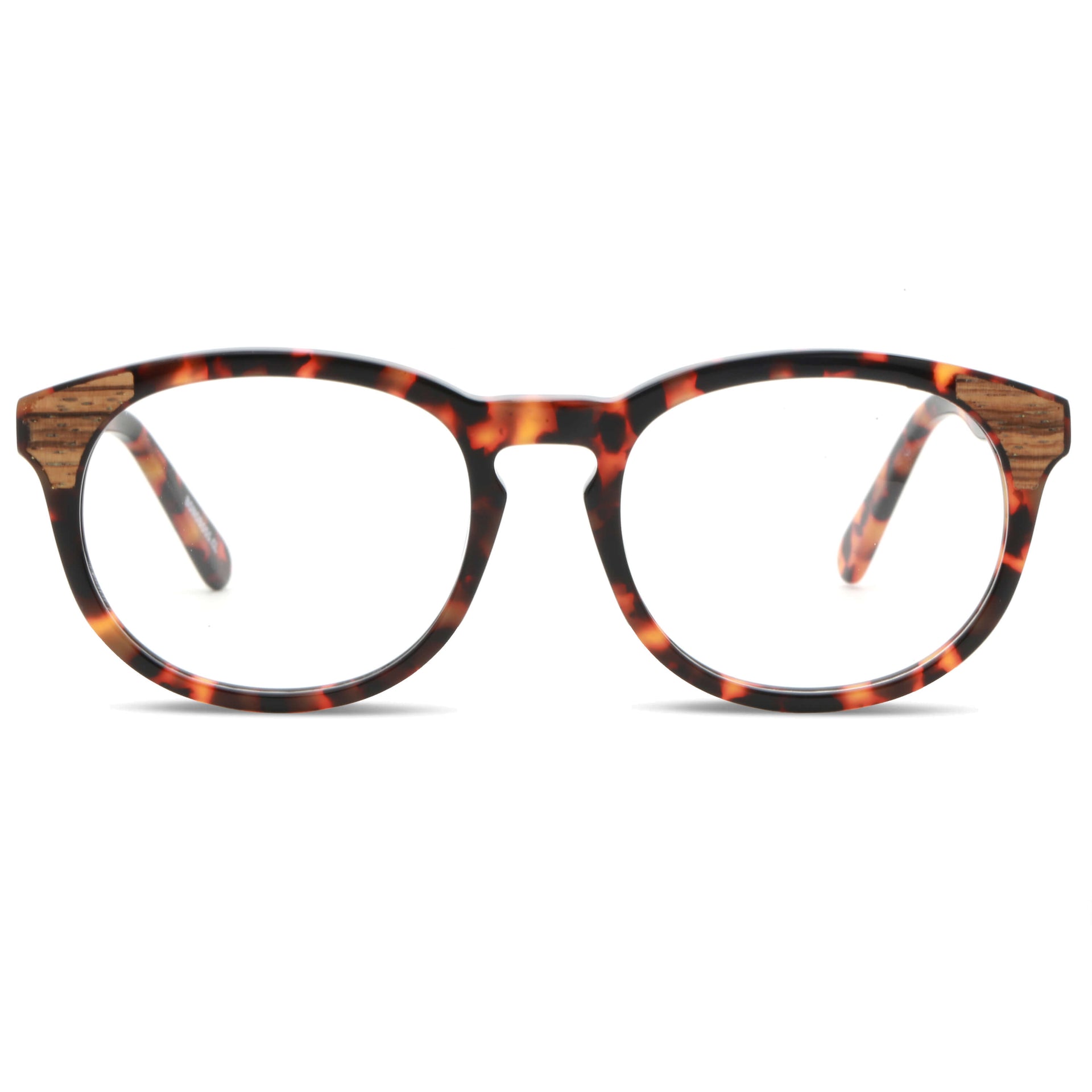 marcos ópticos armazones sustentables redondos de acetato con madera natural chiloe 0084 carey mayorista de optica regalos corporativos ecologicos#color_carey