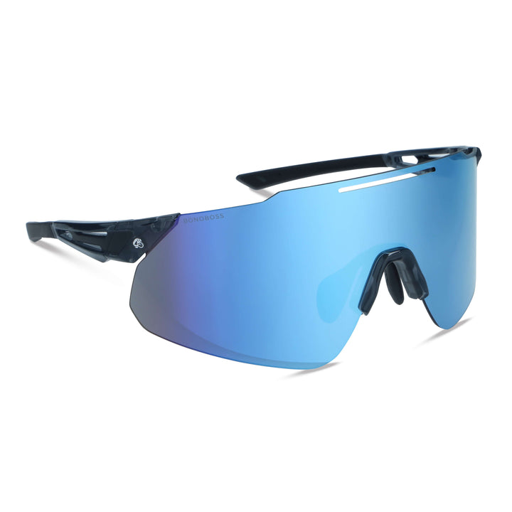 Lenses sunglasses deportivos polarized optical for trial or bicicleta downhill or for nieve esquiar ryder recycled plastic sustainable ecologico with or sin prescription corporate gift side view lenses padel Bonoboss #color_blue