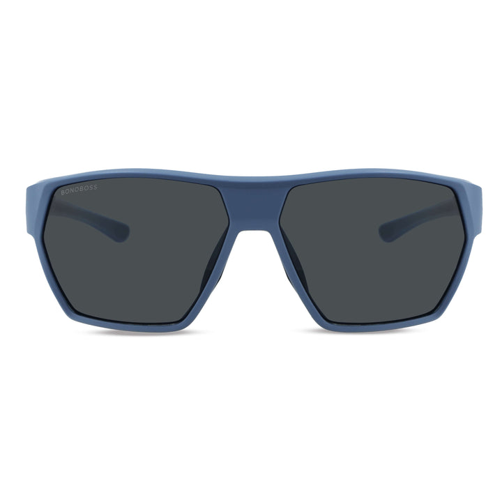 Lenses sunglasses deportivos polarized optical for curvos with or sin prescription eyewear for pesca eyewear polarized envolventes recycled plastic sustainable ecologico with or sin prescription corporate gift front view Bonoboss #color_azul
