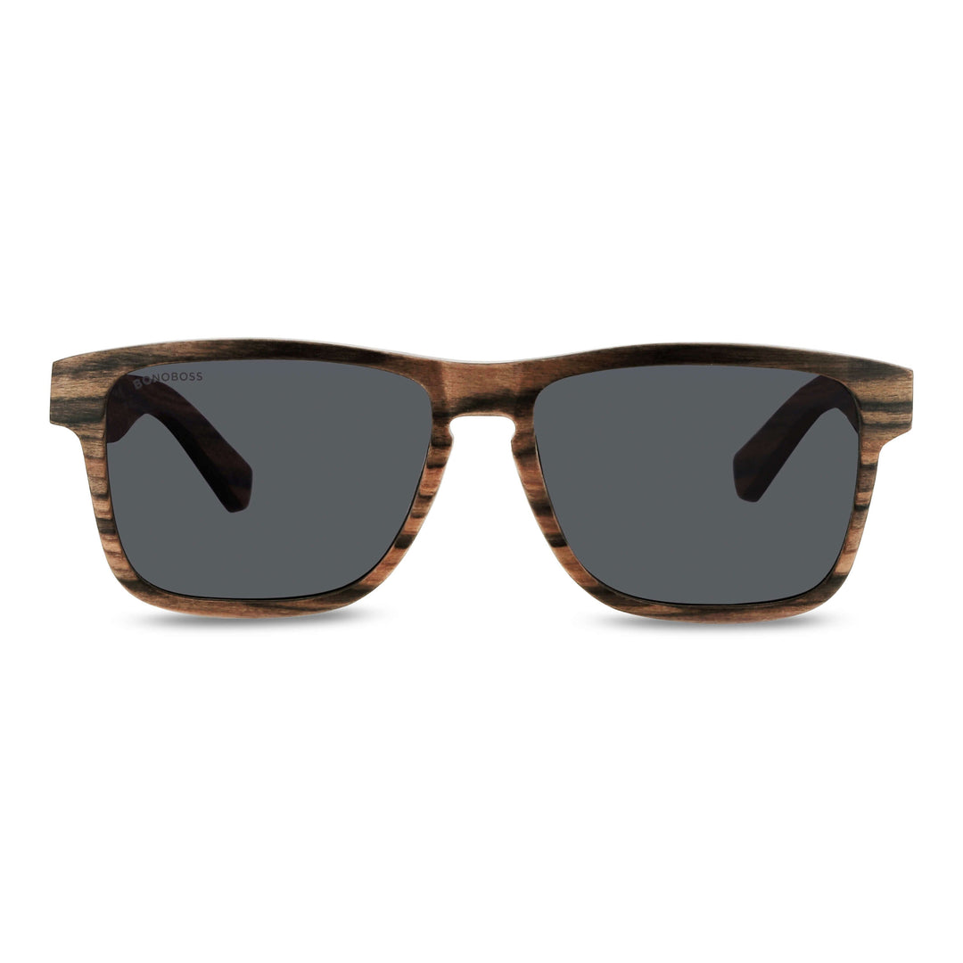 Lautaro Ébano Smoke lentes de sol polarizados de madera: vista frontal. Diseño chileno