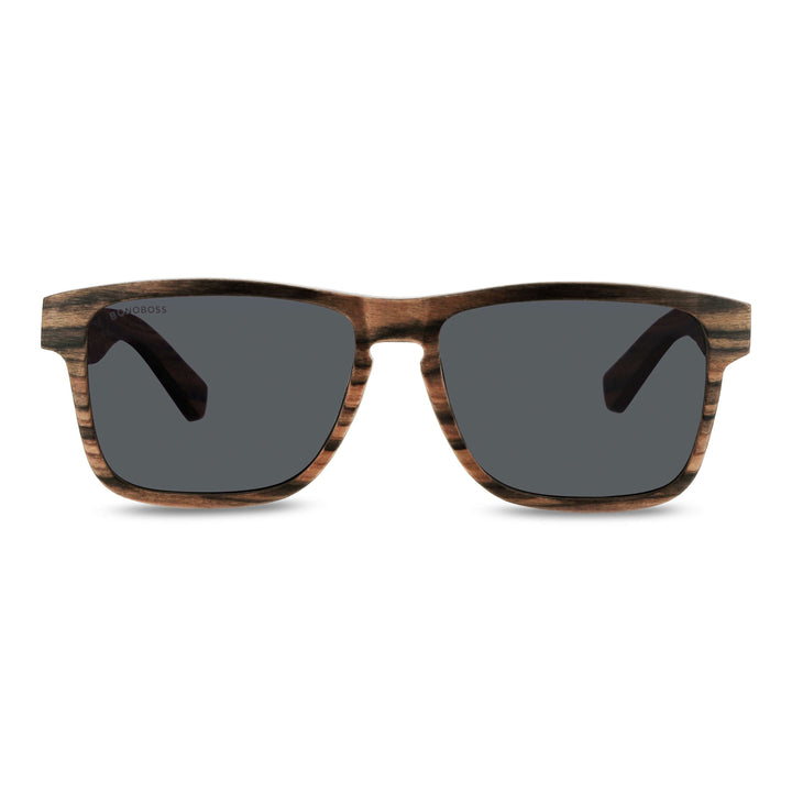 Lautaro Ébano Smoke lentes de sol polarizados de madera: vista frontal. Diseño chileno