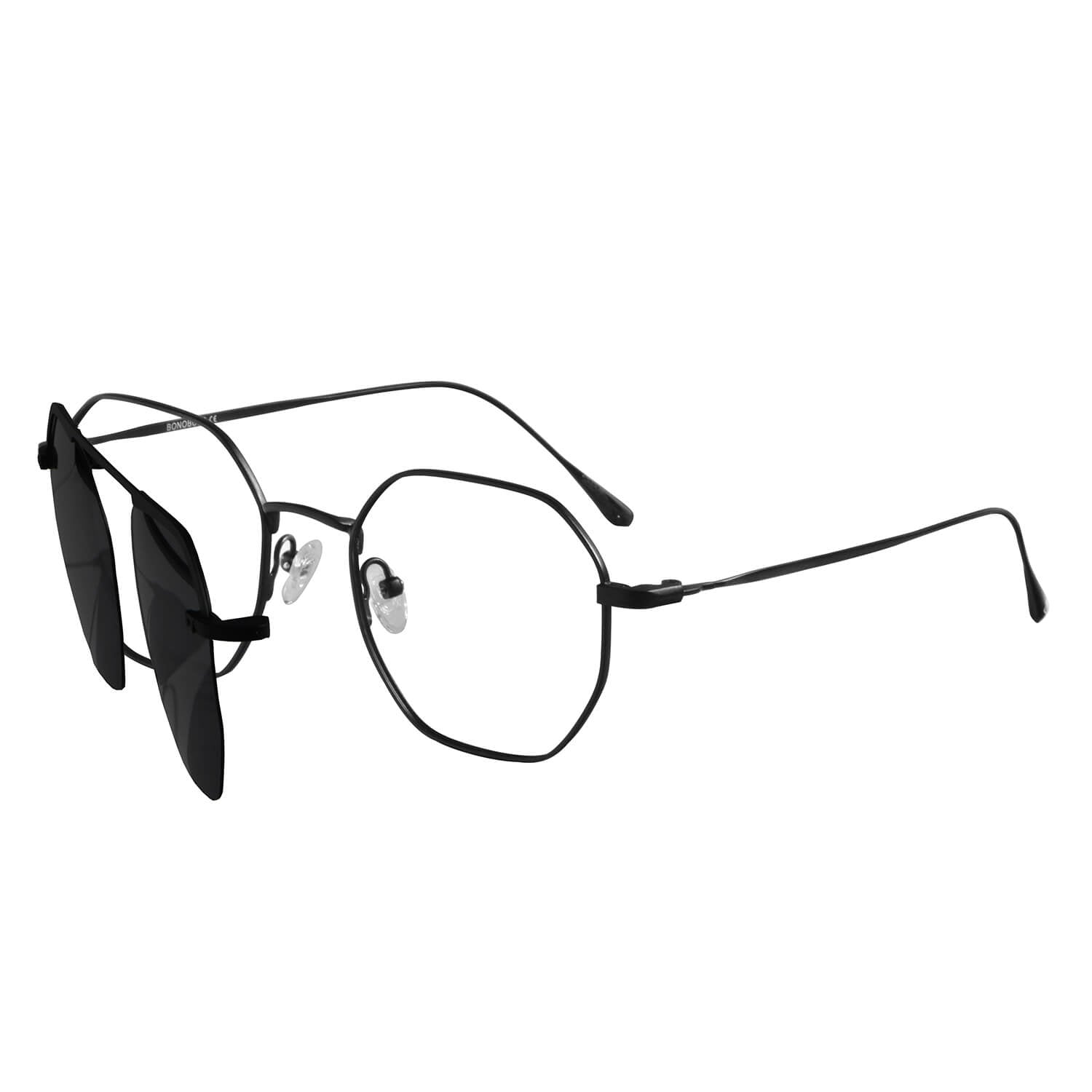 armazon optico con clip de sol polarizado delgado y liviano con o sin receta optica bonoboss distribuidor de marcos opticos mayorista de opticas #color_black