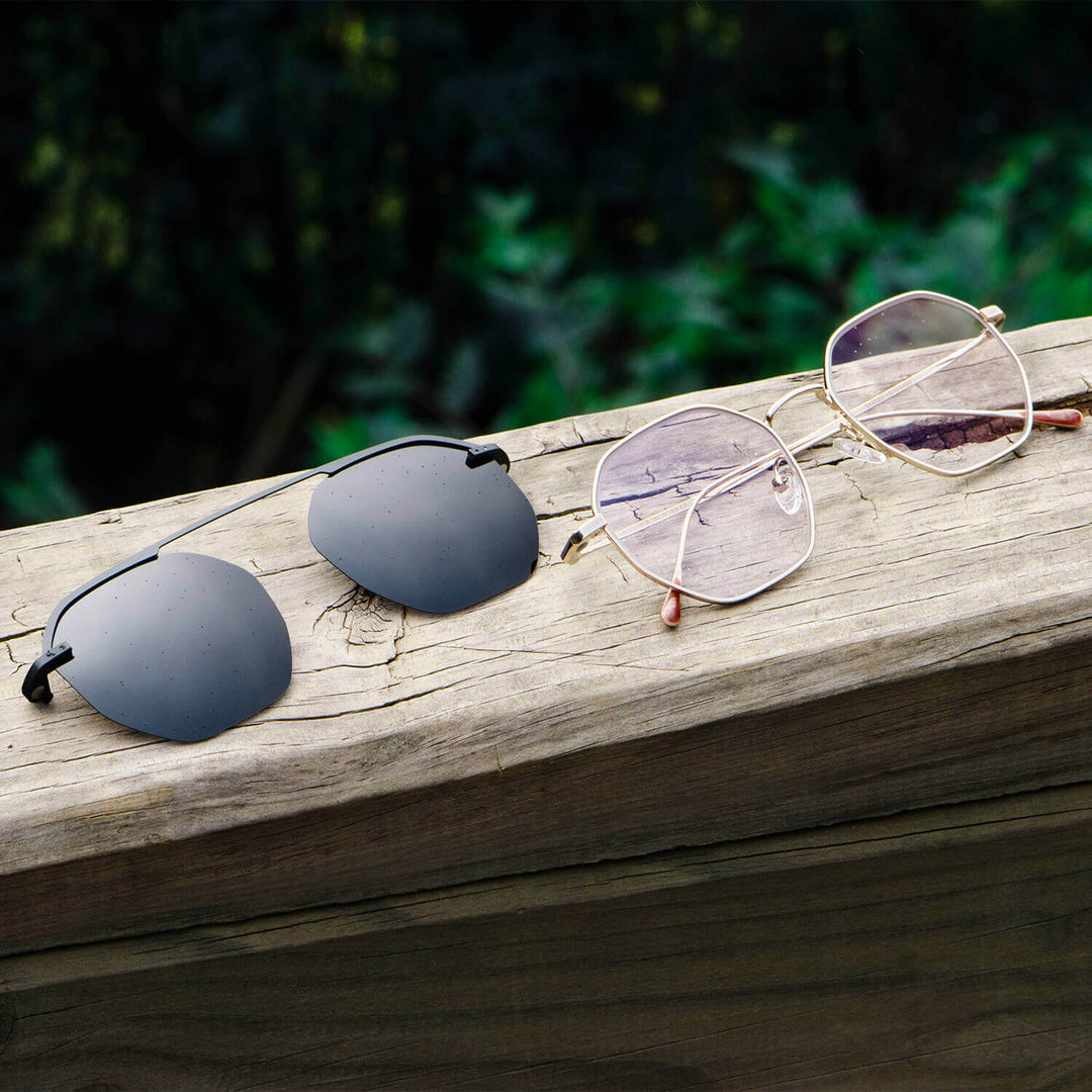Frame optical with sun clip-on polarized delgado and liviano with or sin prescription optica bonoboss distribuidor optical frames optical wholesale #color_gold