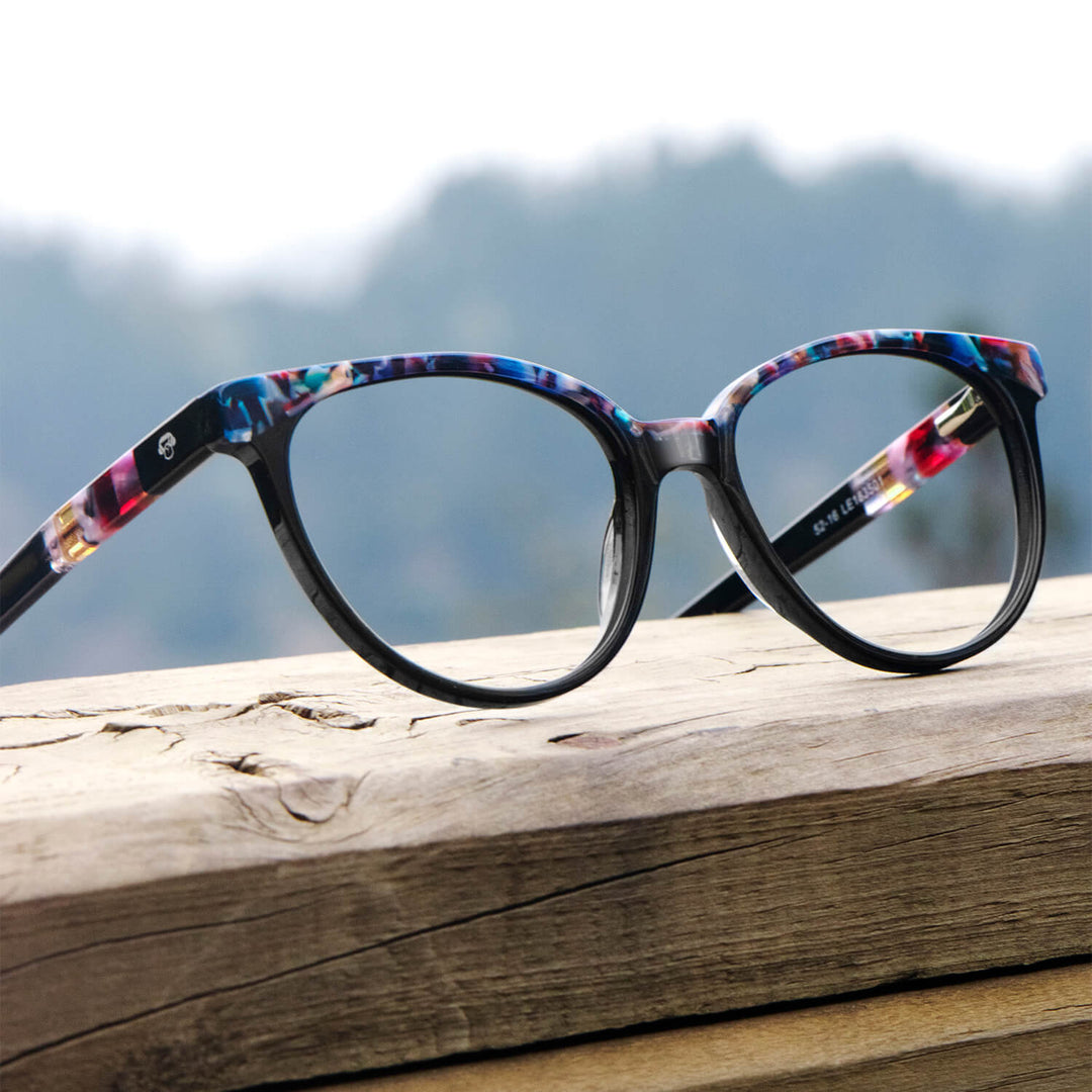 Marcos lenses optical agate pattern black florish multifocal bifocal adelgazado blue light filter men women Bonoboss #color_negro