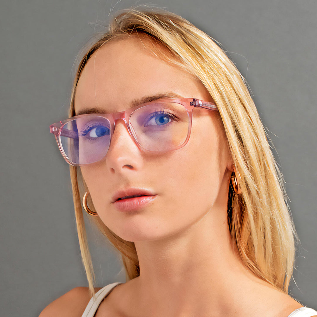 Marcos lenses optical oval rectangular pink multifocal bifocal adelgazado blue light filter men women Bonoboss #color_durazno