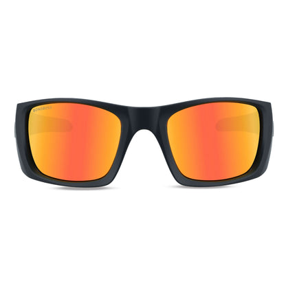 lentes anteojos de sol deportivos polarizados opticos para curvos con o sin receta para pesca gafas envolventes de plastico reciclado sustentable ecologico con o sin receta regalo corporativo vista frontal #color_espejado-rojo