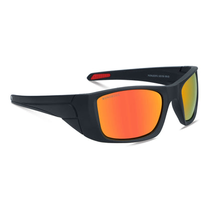 lentes anteojos de sol deportivos polarizados opticos para curvos con o sin receta para pesca gafas envolventes de plastico reciclado sustentable ecologico con o sin receta regalo corporativo vista lateral #color_espejado-rojo