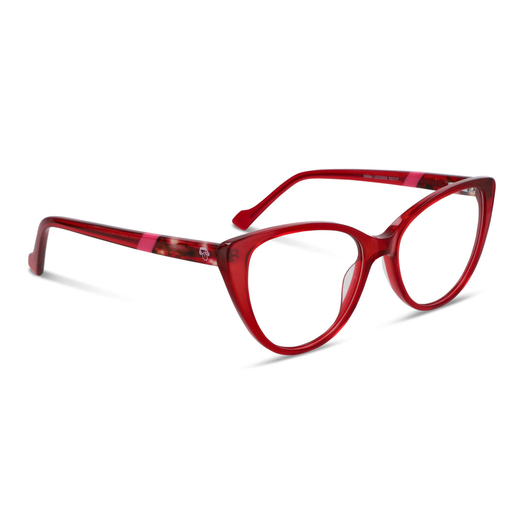 Eyeglasses agate pattern moda for men and women round face large. angled view frames optical red Bonoboss #color_rojo