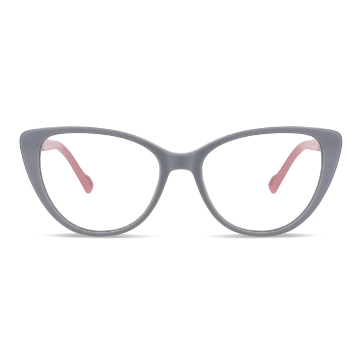 La front view unos optical frames agataos white grayaseo moda for women round face large. front view frames optical white with temples red Bonoboss #color_gris