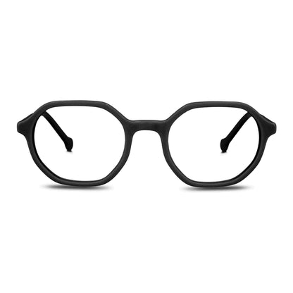 anteojos opticos para niños y niñas octagonales a la moda de color negro vista frontal #color_negro