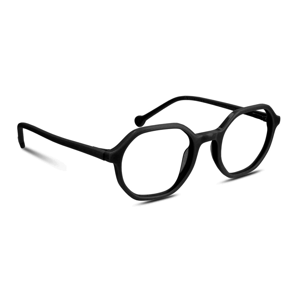 anteojos opticos para niños y niñas octagonales a la moda de color negro vista angulada