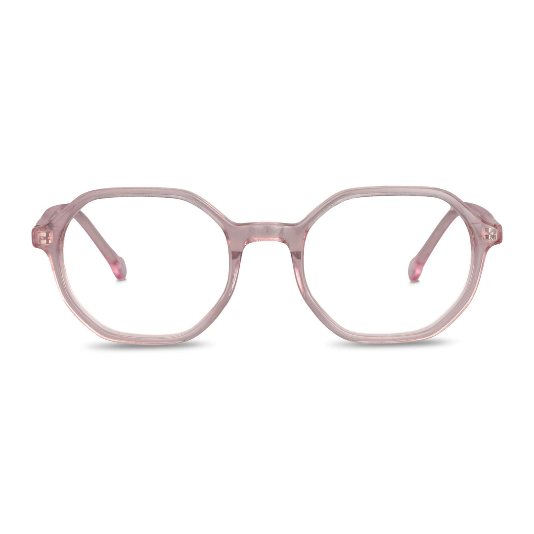 Eyeglasses optical for kids and kids octagonales a the moda pink clear front view Bonoboss #color_rosado