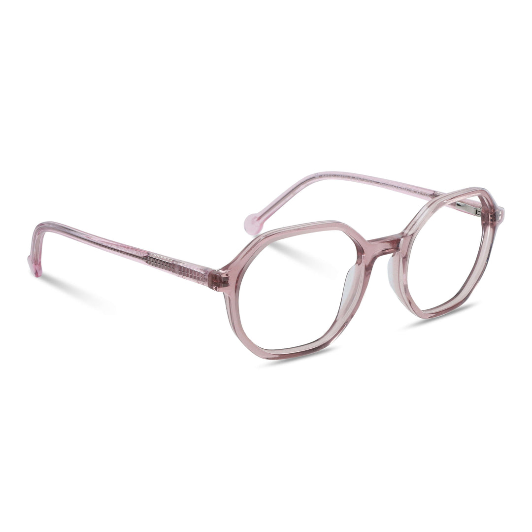 Eyeglasses optical for kids and kids octagonales a the moda pink clear angled view Bonoboss #color_rosado