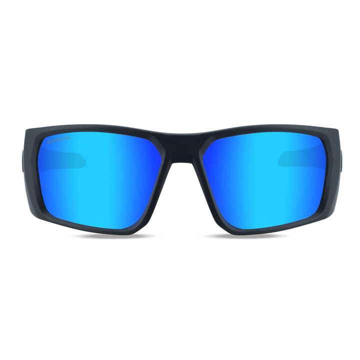 Lenses sunglasses deportivos polarized optical for curvos with or sin prescription for pesca eyewear envolventes recycled plastic sustainable ecologico with or sin prescription corporate gift front view Bonoboss #color_sky
