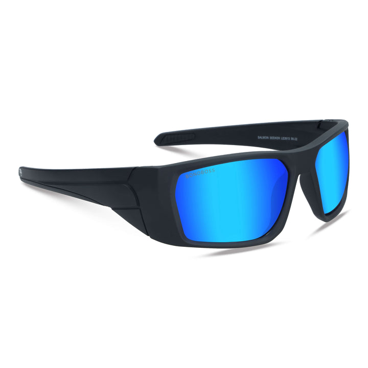 Lenses sunglasses deportivos polarized optical for curvos with or sin prescription for pesca eyewear envolventes recycled plastic sustainable ecologico with or sin prescription corporate gift side view Bonoboss #color_sky