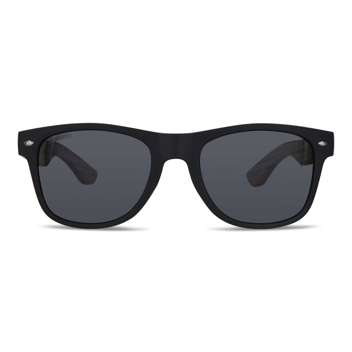 Sunglasses rectangular polarized black wooden temple for men and women with color lenses black Bonoboss #color_fisherman
