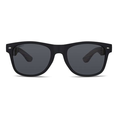 anteojos de sol rectangulares polarizados negros pata de madera  para hombre y mujer con lentes de color negro #color_fisherman