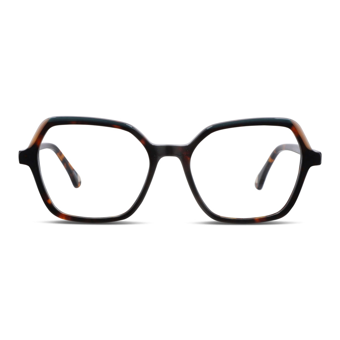 Eyeglasses optical octagonales tortoise for women and men round face prescription large, front view. eyeglasses perfectos for cristales multifocal bifocal adelgazado blue light filter Bonoboss #color_carey