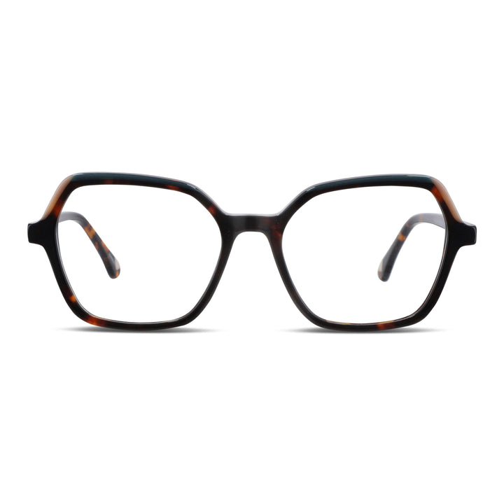 Eyeglasses optical octagonales tortoise for women and men round face prescription large, front view. eyeglasses perfectos for cristales multifocal bifocal adelgazado blue light filter Bonoboss #color_carey