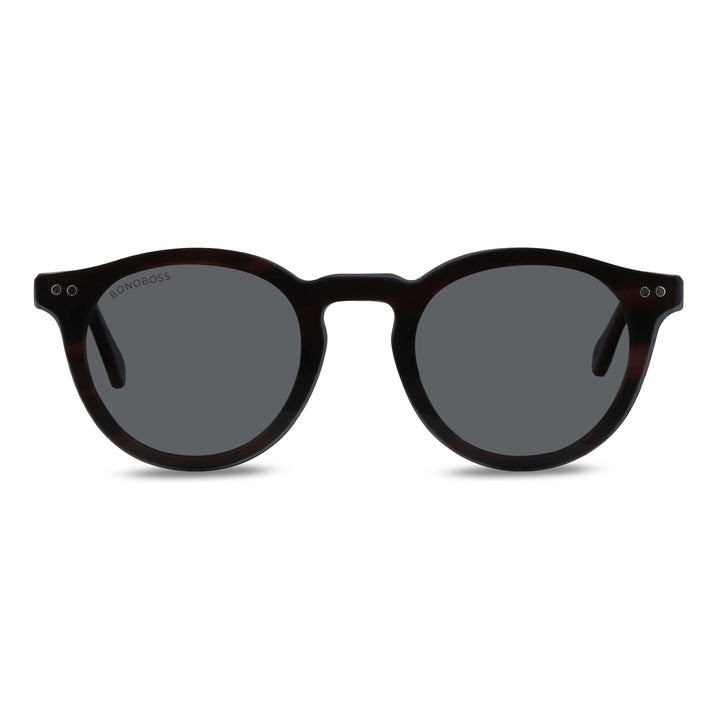 Optical frames round with sobre lente sun clip-on iman polarized for men and women tortoise angled view Bonoboss #color_negro
