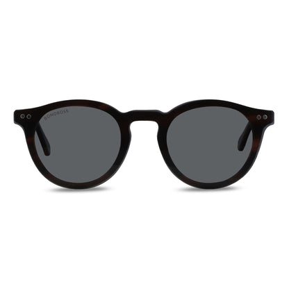 marcos opticos redondos con sobre lente clip sol iman polarizado para hombre y mujer de color carey vista angulada#color_negro