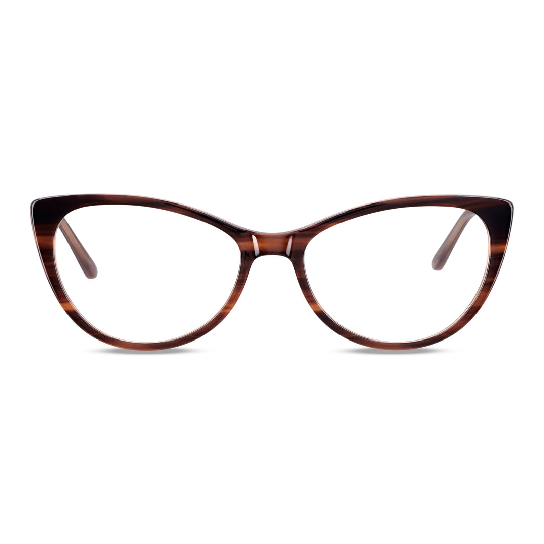 Front view eyeglasses agate pattern color marble brown for women round face large. optical frames fabricados in acetate biodegradable sustainable Bonoboss #color_brown