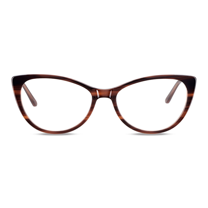 Front view eyeglasses agate pattern color marble brown for women round face large. optical frames fabricados in acetate biodegradable sustainable Bonoboss #color_brown