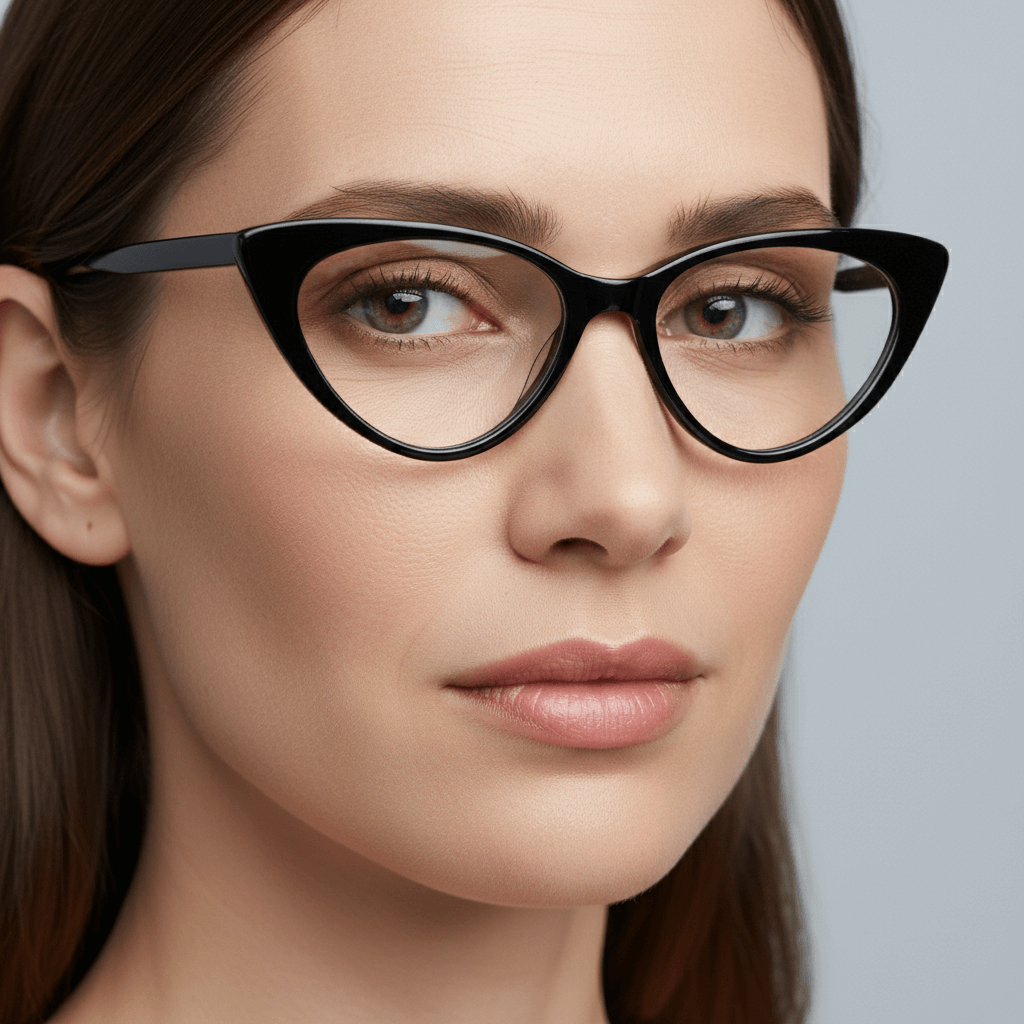 La side view a women wearing optical frames frames black and forma agatada retro and moda the marca bonoboss. forma queda bien in women round face large. #color_negro