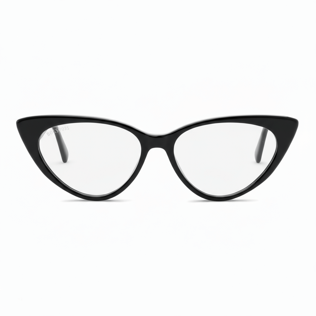 Front view optical frames frames black and forma agatada retro and moda the marca bonoboss. forma queda bien in women round face large. #color_negro