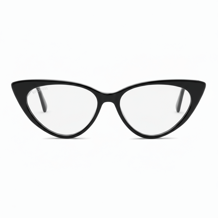 Front view optical frames frames black and forma agatada retro and moda the marca bonoboss. forma queda bien in women round face large. #color_negro