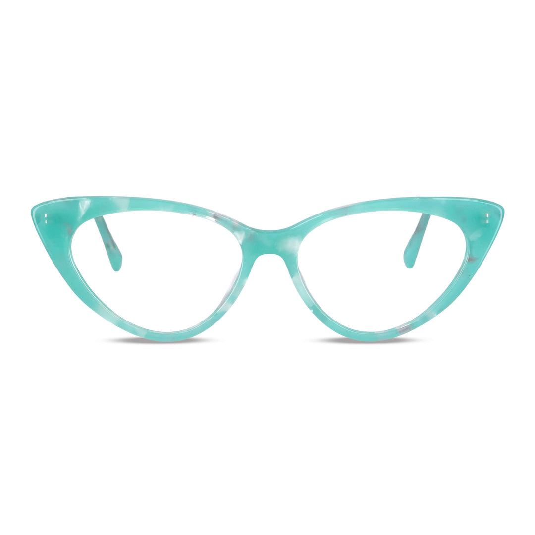 Front view optical frames frames color calipso and forma agatada retro and moda the marca bonoboss. forma queda bien in women round face large. #color_calipso