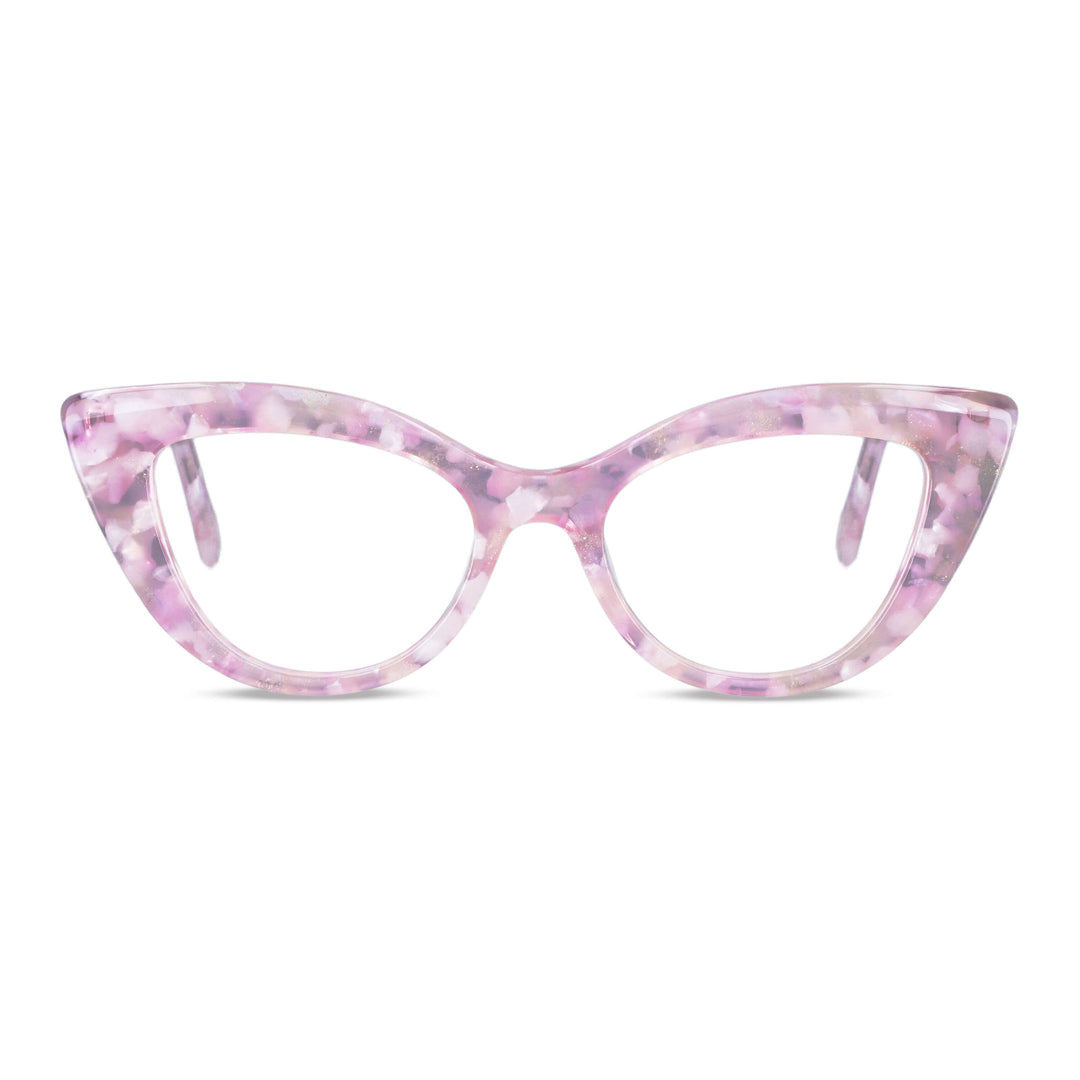 Front view unos optical frames agate pattern retro for women round face large marca bonoboss in acetate biodegradable natural pink #color_rosado