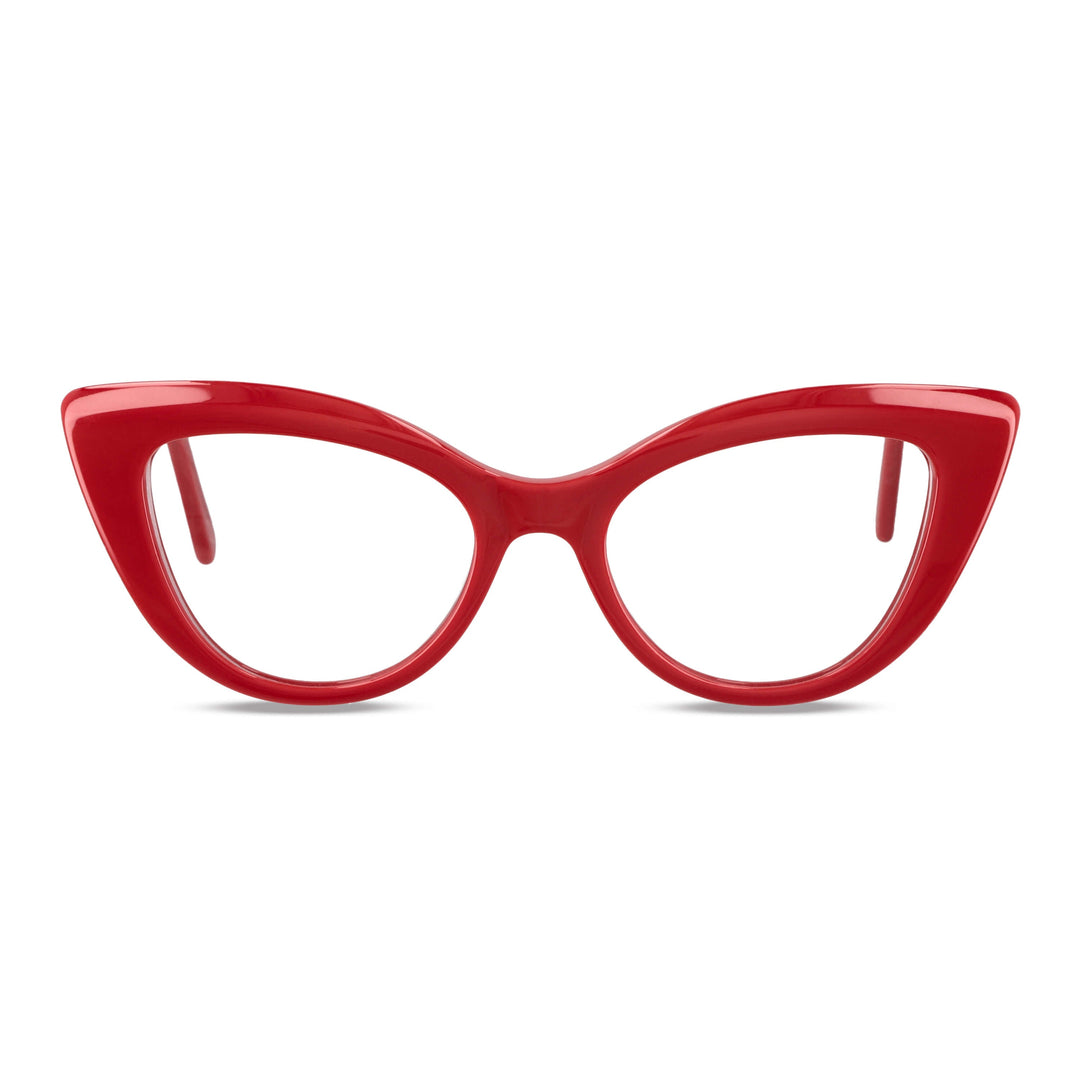 La front view unos frames or optical frames red the marca bonoboss fabricandos in acetate biodegradable sustainable red #color_rojo