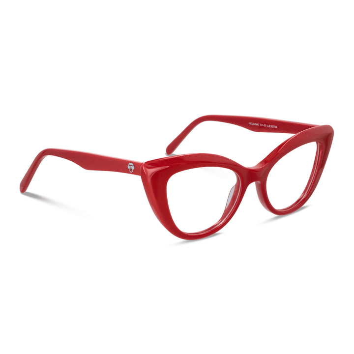 La side view unos frames or optical frames red the marca bonoboss fabricandos in acetate biodegradable sustainable red #color_rojo