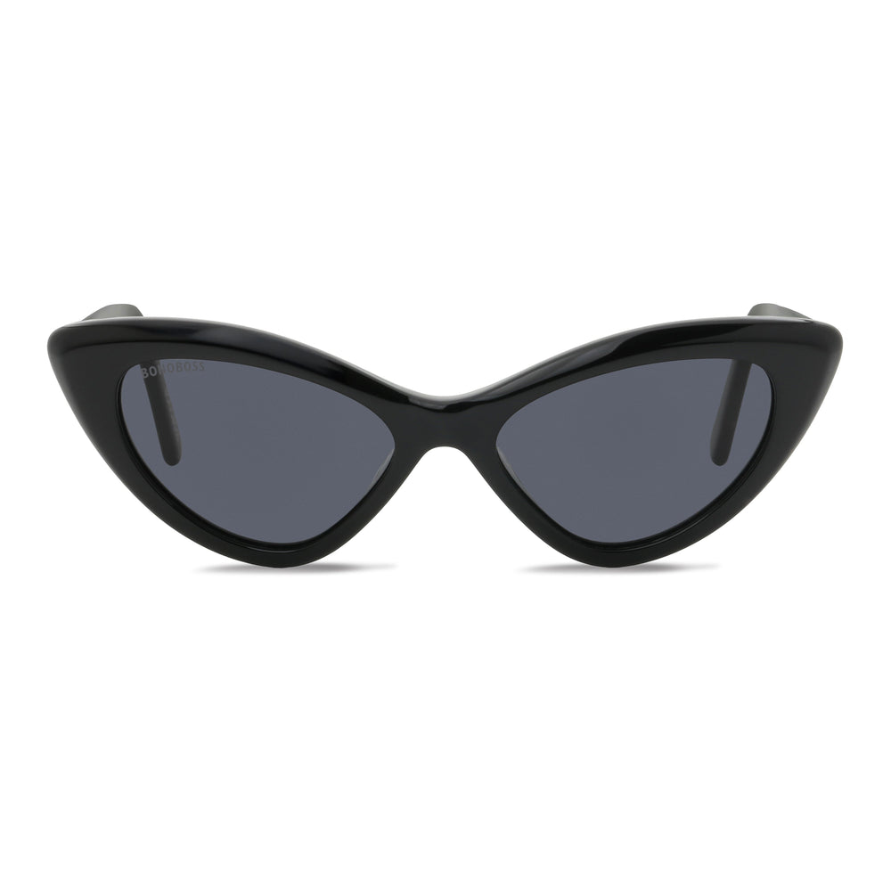 Sunglasses eyewear polarized retro femme bonoboss acetate recycled sustainable elegantes coleccion diseñador moda women gato #color_negro