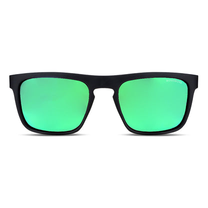 anteojos de sol rectangulares polarizados negros para hombre y mujer con lentes de color espejado verde #color_espejado-verde