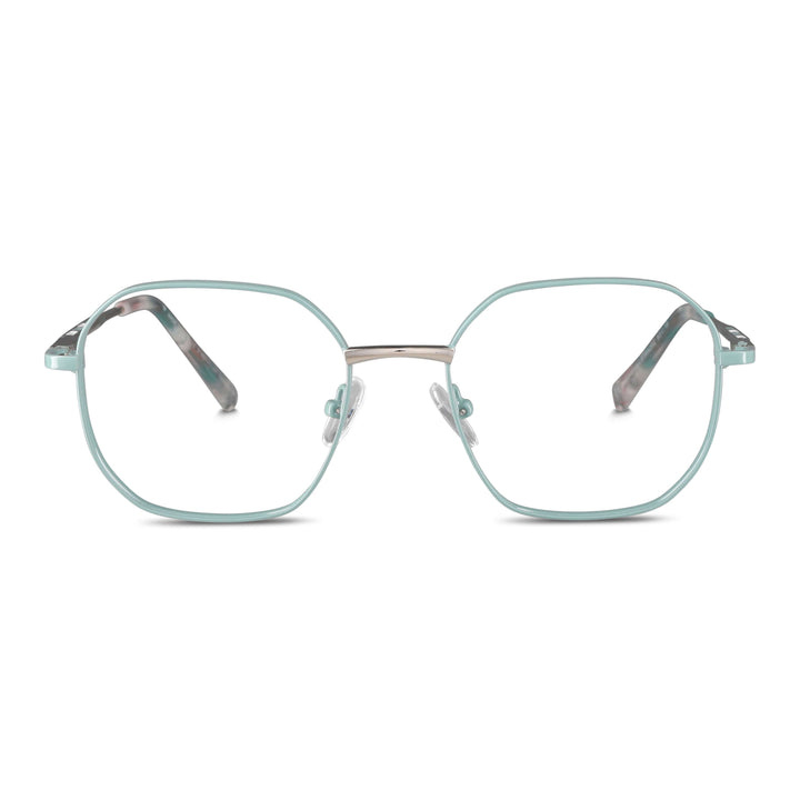 Frames optical color calipso forma octagonal with puente metalico and plaquetas silicona front view. eyeglasses que quedan bien in men and women round face and ovalada large. bonoboss distribuidor and optical wholesale lenses sustainables #color_verde