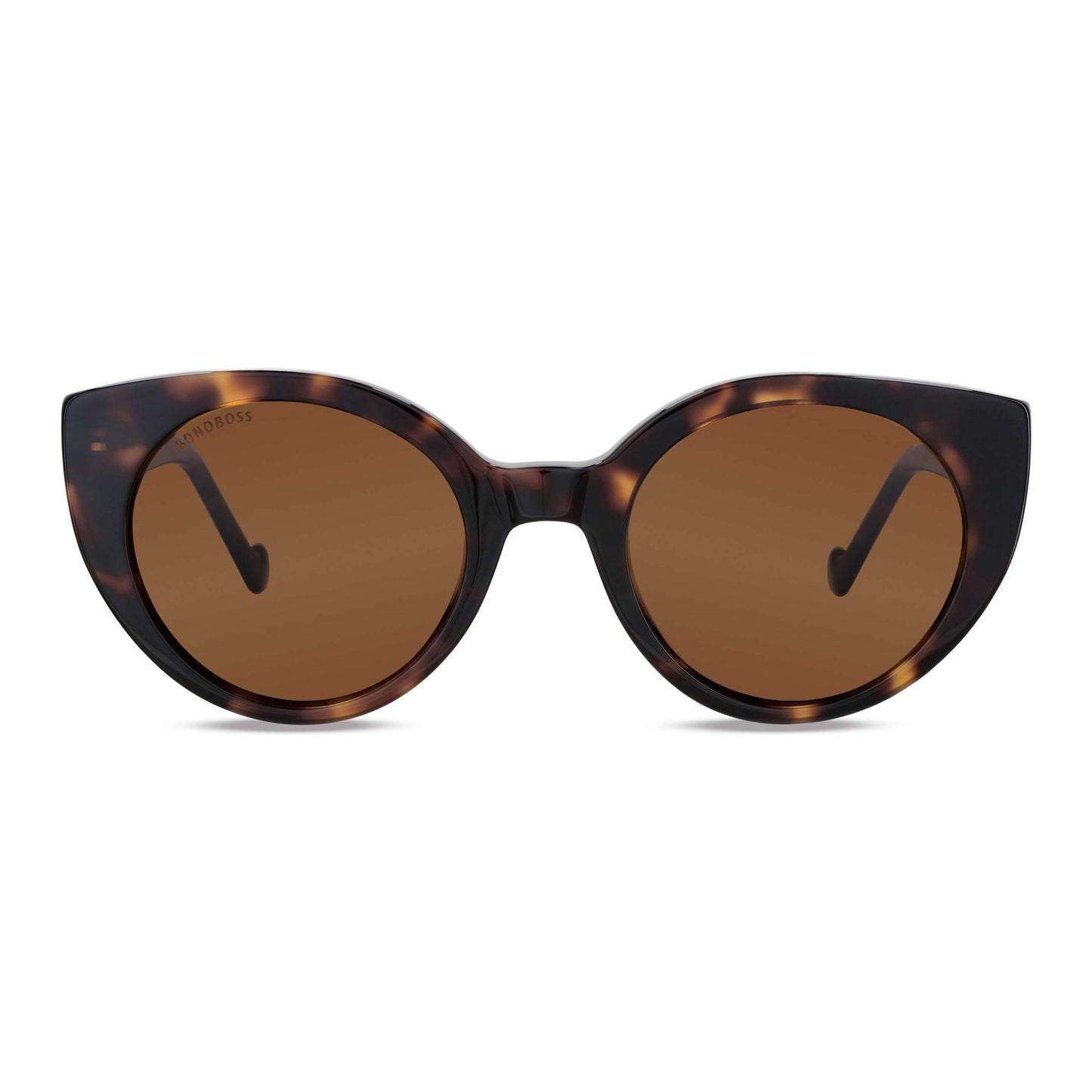 vista frontal de anteojos gafas de sol polarizadas de forma agatada para hombre y mujer de cara redonda u ovalada grande de color carey #color_carey