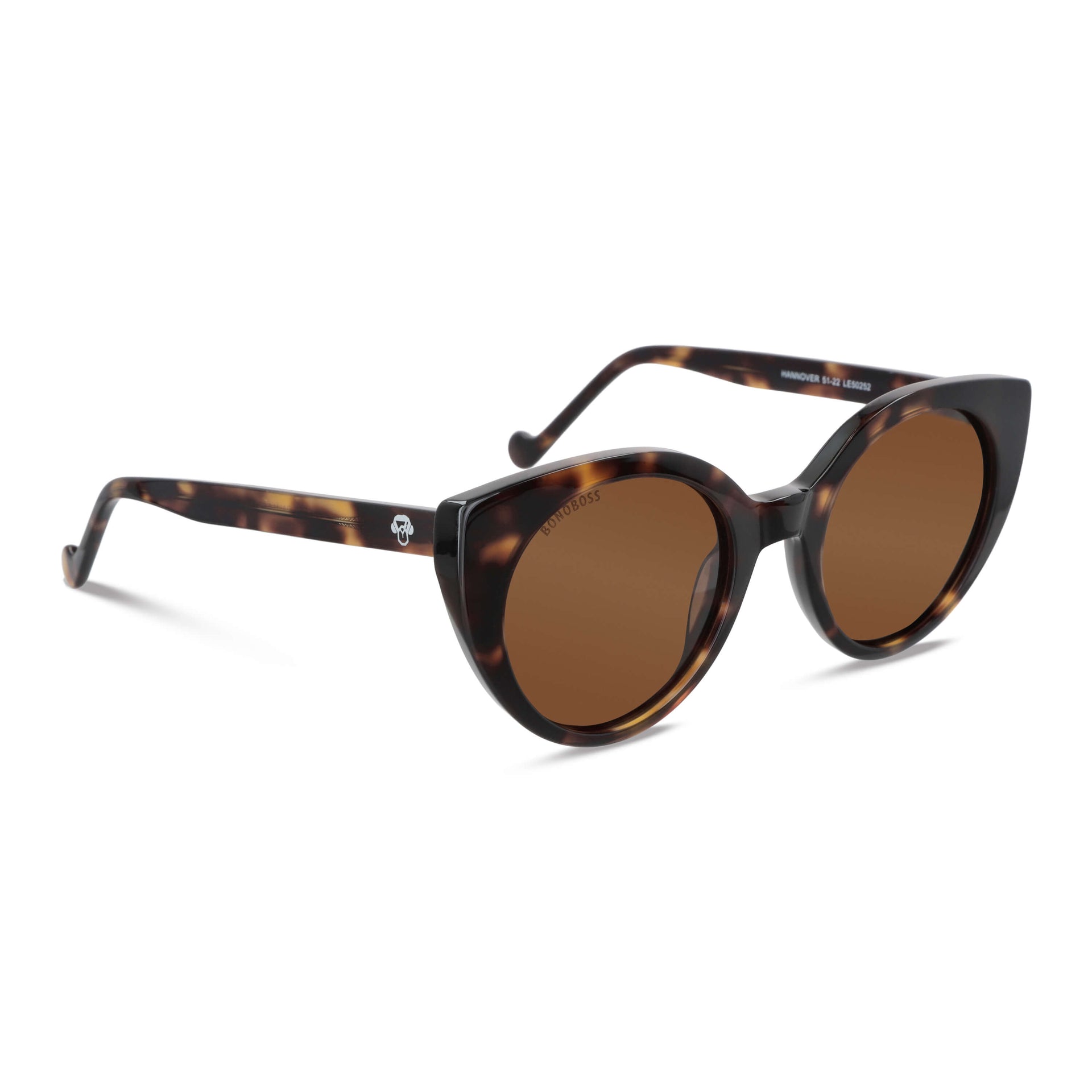 vista angulada de anteojos gafas de sol polarizadas de forma agatada para hombre y mujer de cara redonda u ovalada grande de color carey #color_carey