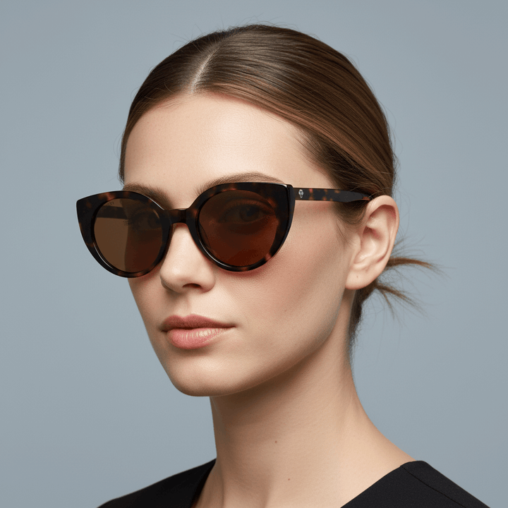 Una women in side view round face wearing eyeglasses sunglasses polarized agate pattern or cat eyes for men and women round face u ovalada large tortoise Bonoboss #color_carey