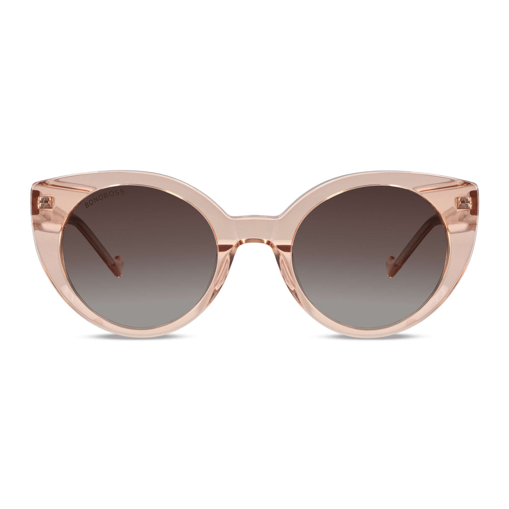Front view unos sunglasses eyewear polarized forma agatada retro large color champagne pink Bonoboss #color_champagne
