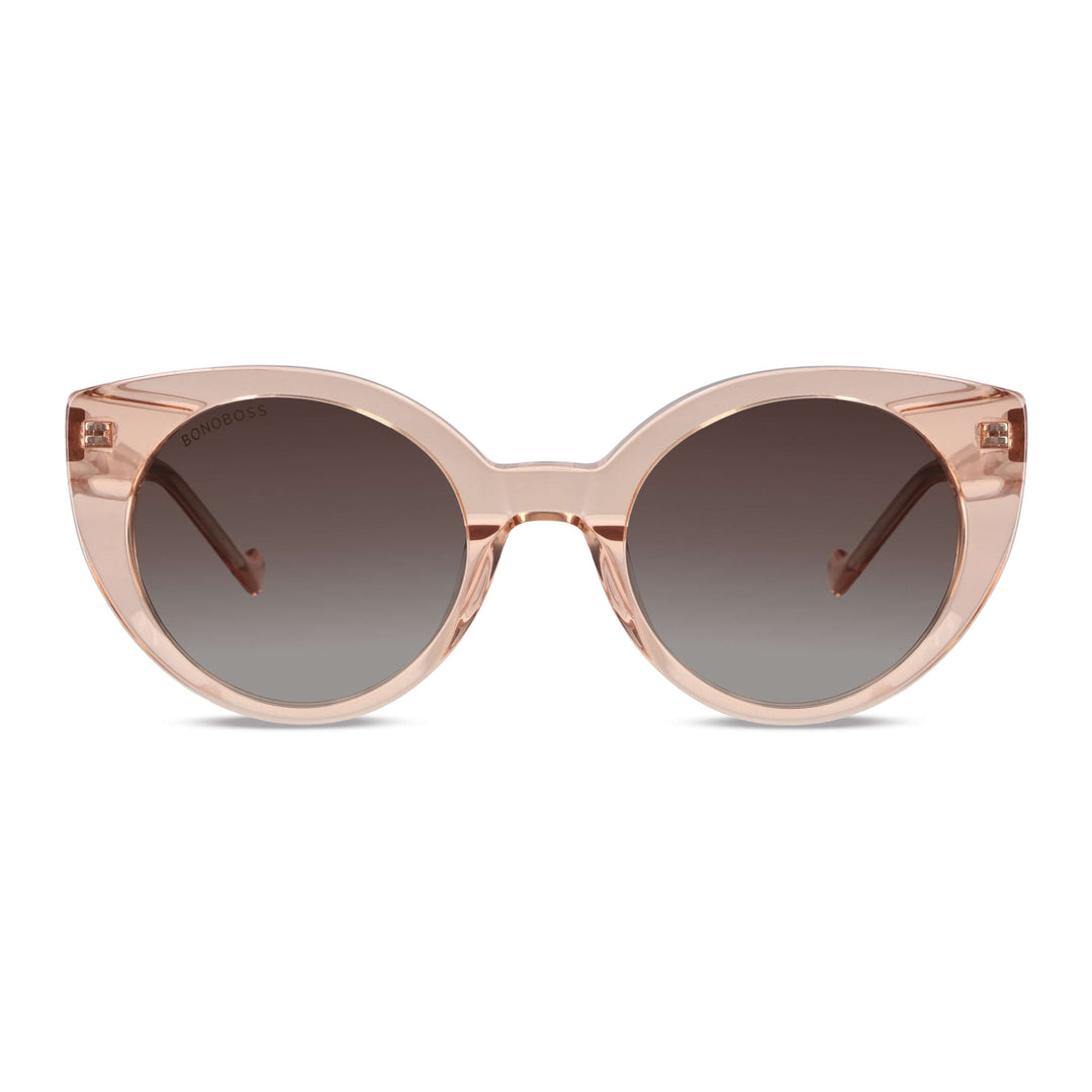 Front view unos sunglasses eyewear polarized forma agatada retro large color champagne pink Bonoboss #color_champagne