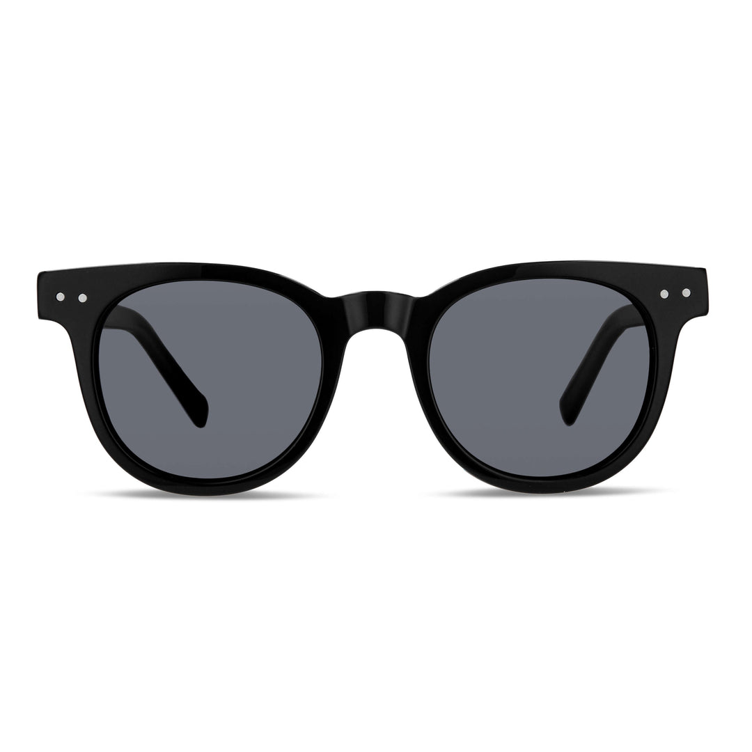 Lenses round larges polarized sun men women prescription front view Bonoboss #color_negro